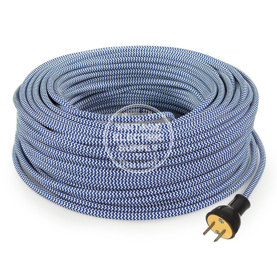Blue & White Zigzag Rayon Re-Wire Kit - Vintage Electric Supply