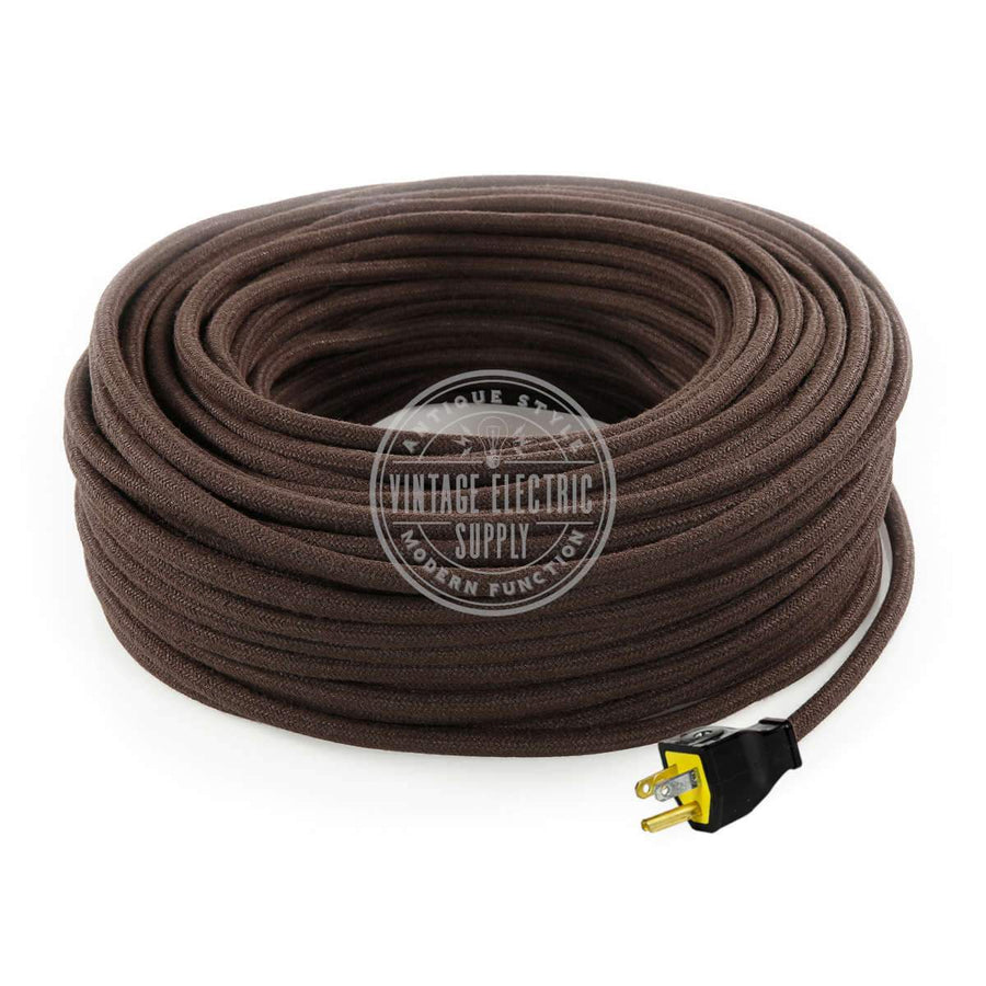 Brown Cotton Re-Wire Kit with Ground - Vintage Electric Supply