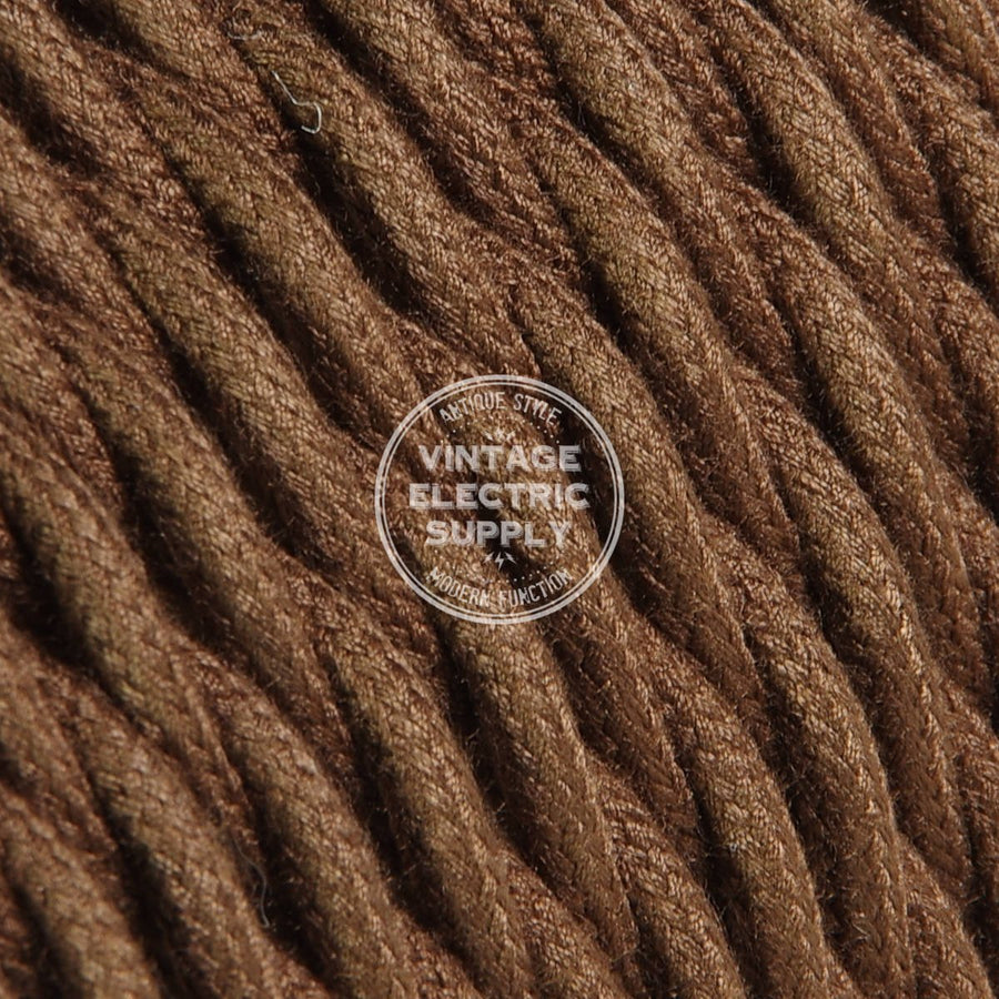 Brown Cotton Twisted Electric Cable  - Vintage Electric Supply