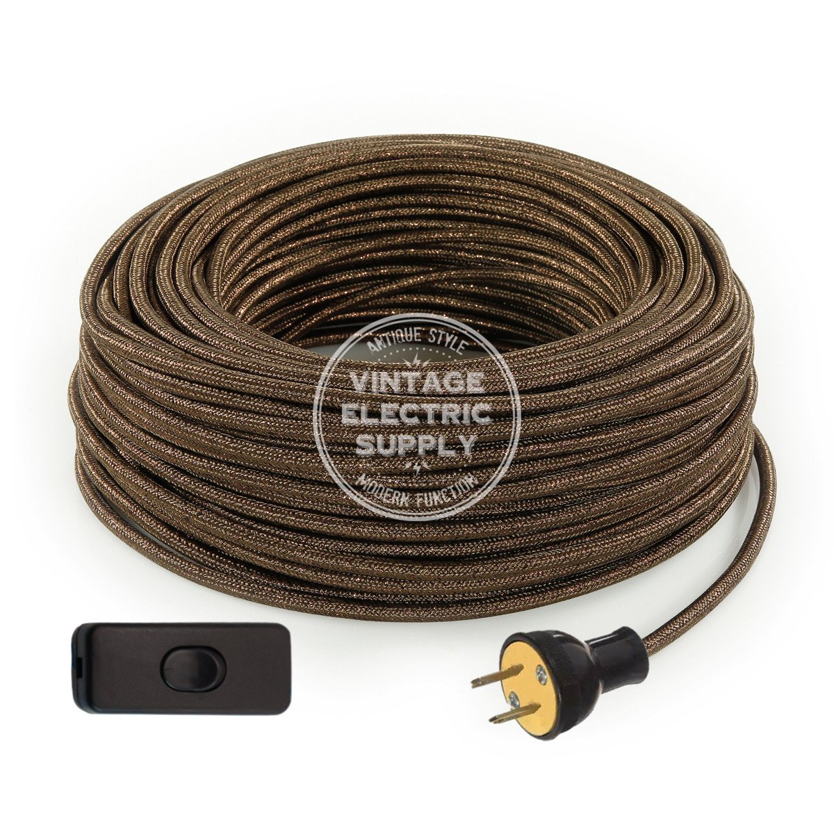 Brown Glitter Re-Wire Kit with Switch - Vintage Electric Supply