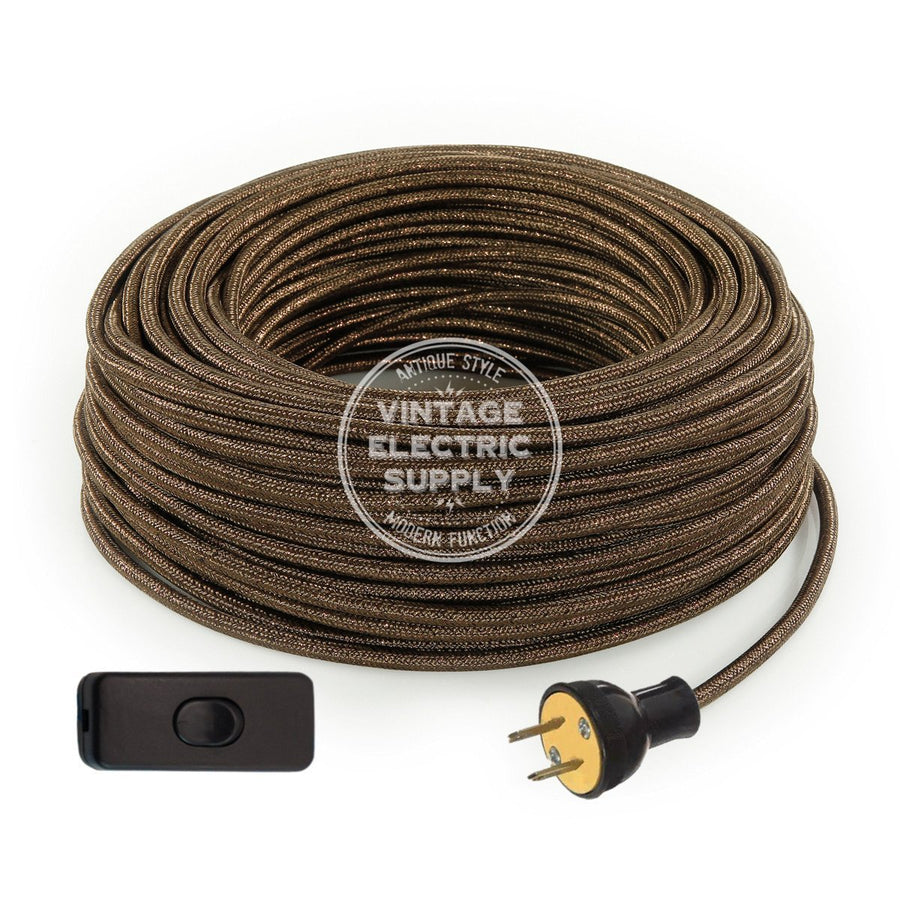 Brown Glitter Re-Wire Kit with Switch - Vintage Electric Supply