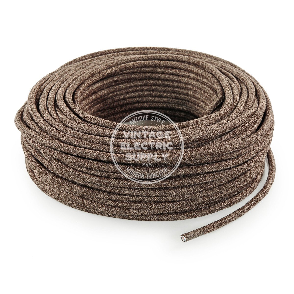 Brown Linen Electric Cable 18/3 - Vintage Electric Supply