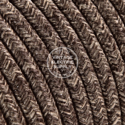 Brown Linen Electric Cable 18/3 - Vintage Electric Supply