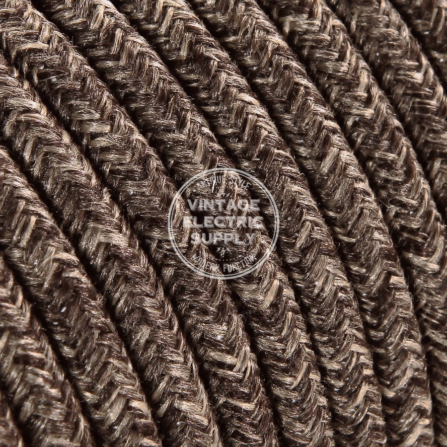 XL Rope electrical wire 18/3 AWG wire inside. Raw Cotton Fabric. 16mm.