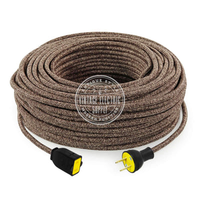 Brown Linen Extension Cord - Vintage Electric Supply