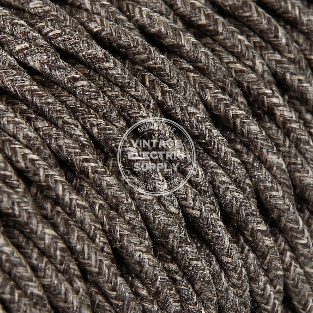 Brown Linen Twisted Electric Cable  - Vintage Electric Supply