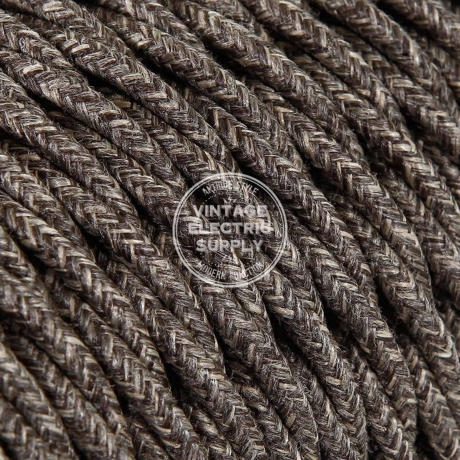 Brown Linen Twisted Electric Cable  - Vintage Electric Supply