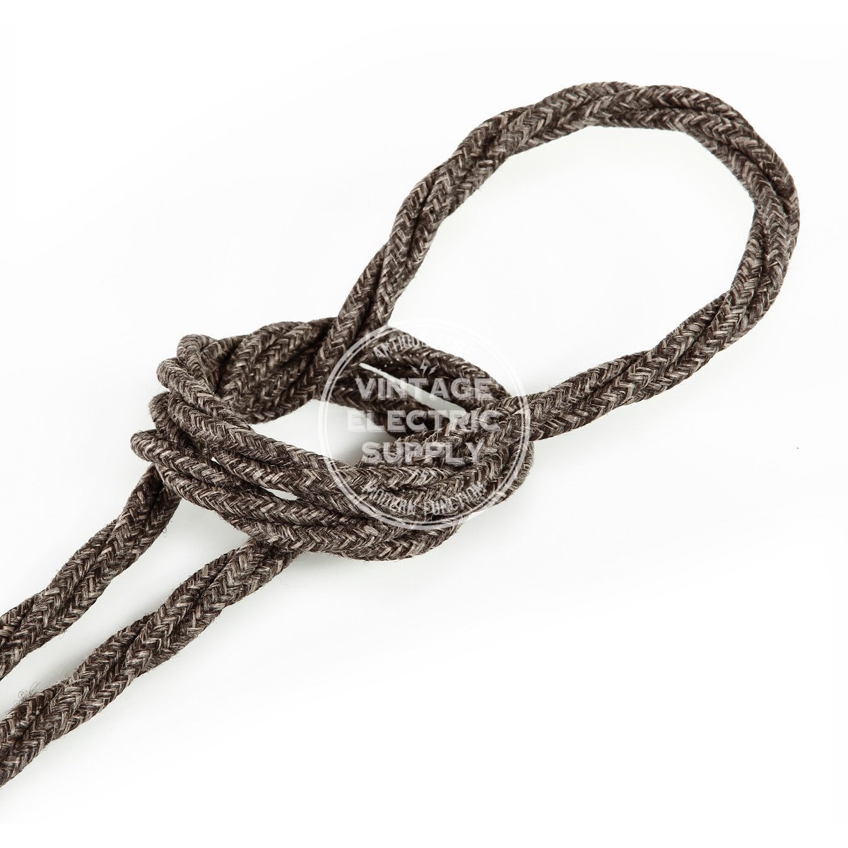 Brown Linen Twisted Electric Cable  - Vintage Electric Supply