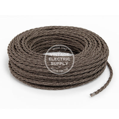 Brown Linen Twisted Electric Cable  - Vintage Electric Supply