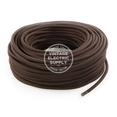 Brown Raw Yarn Electric Cable  - Vintage Electric Supply