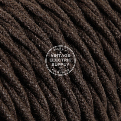 Brown Raw Yarn Twisted Electric Cable  - Vintage Electric Supply