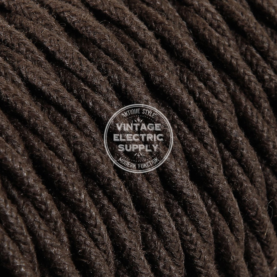 Brown Raw Yarn Twisted Electric Cable  - Vintage Electric Supply