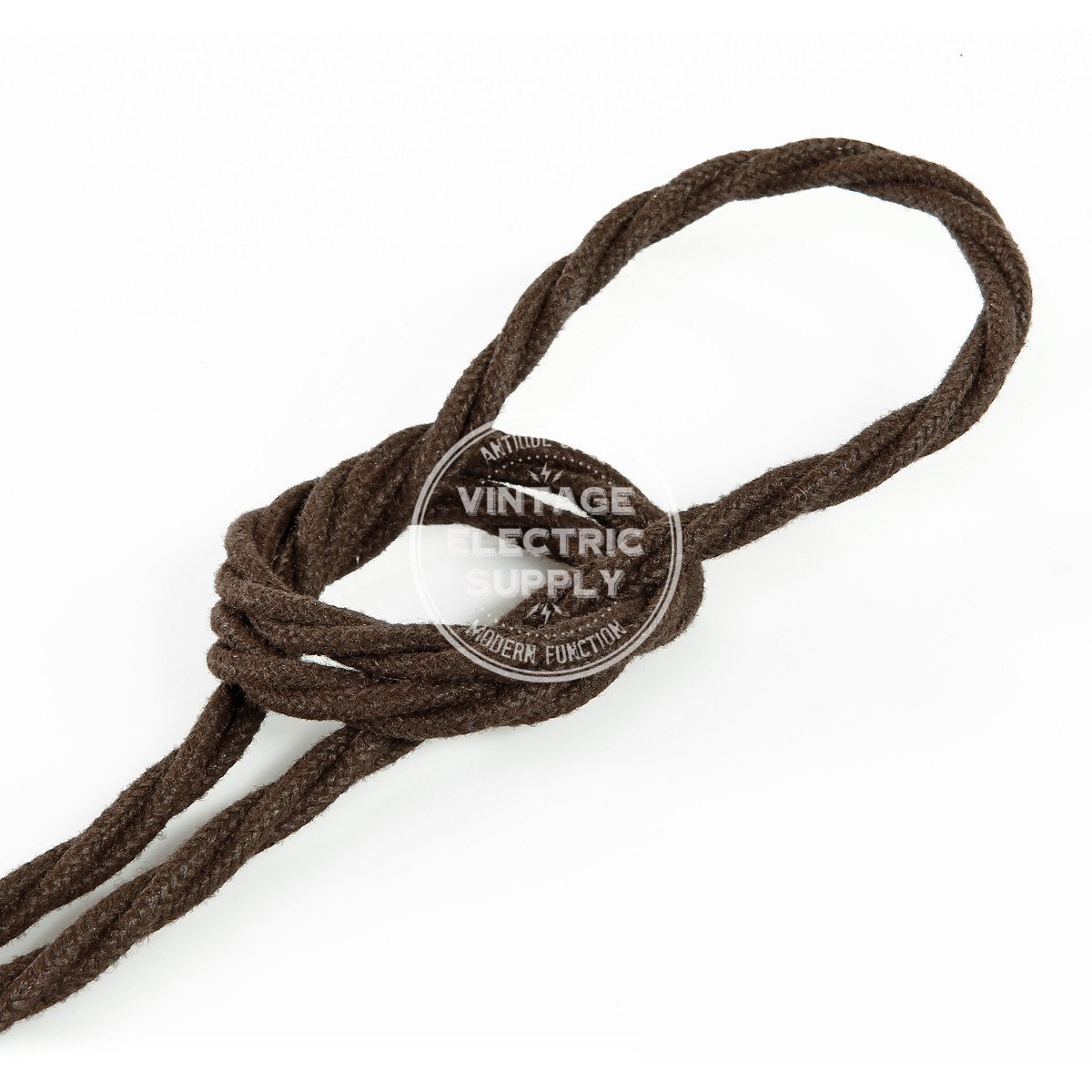 Brown Raw Yarn Twisted Electric Cable  - Vintage Electric Supply