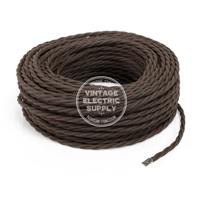 Brown Raw Yarn Twisted Electric Cable  - Vintage Electric Supply