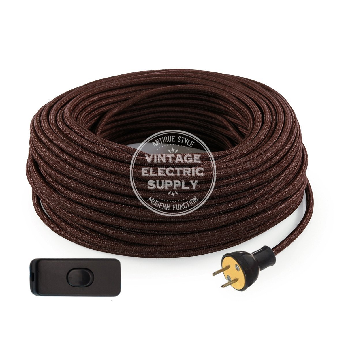 Brown Rayon Re-Wire Kit with Switch - Vintage Electric Supply