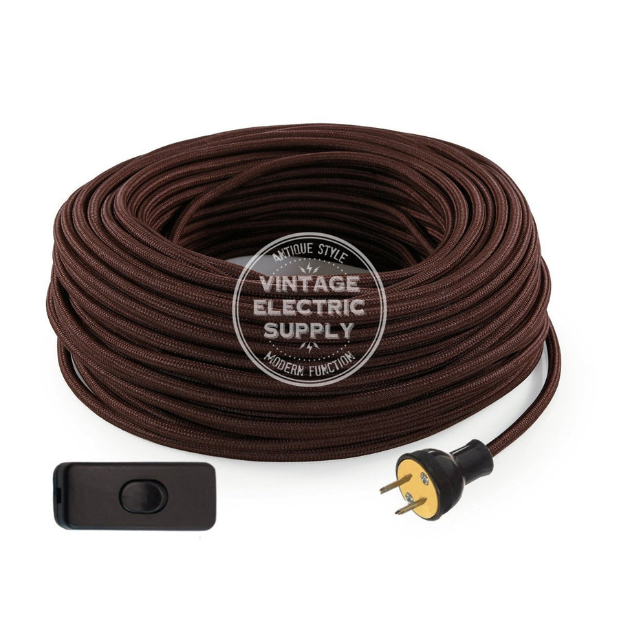 Brown Rayon Re-Wire Kit with Switch - Vintage Electric Supply