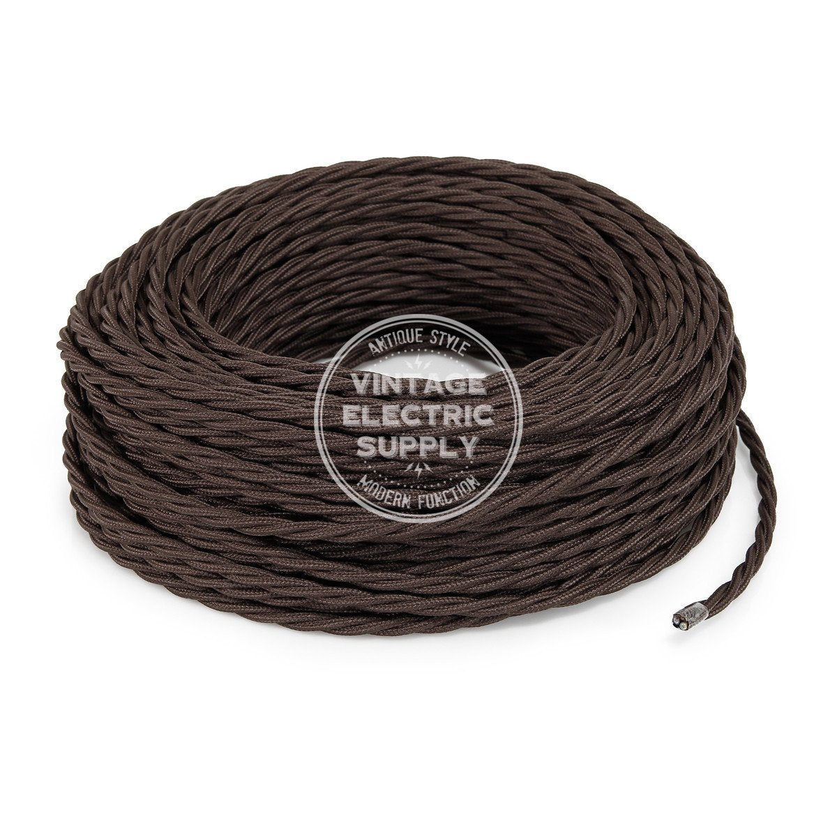 Brown Rayon Twisted Electric Cable  - Vintage Electric Supply