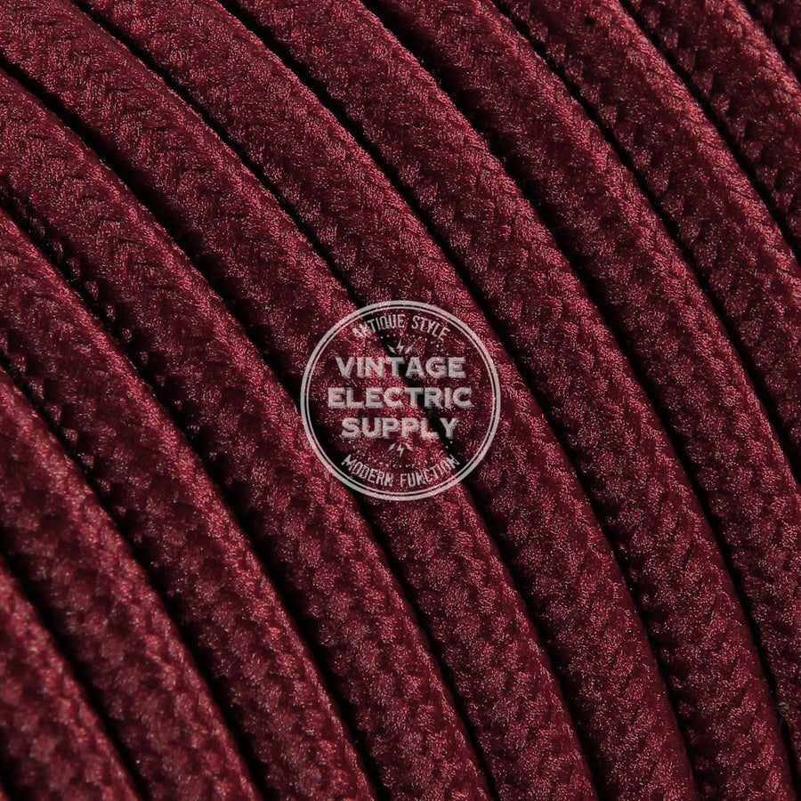 Burgundy Rayon Electric Cable  - Vintage Electric Supply