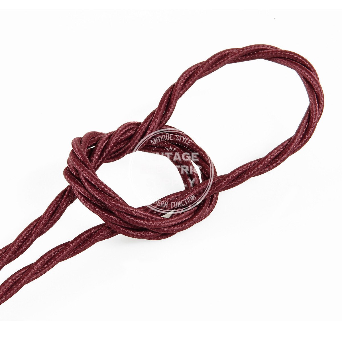 Burgundy Rayon Twisted Electric Cable  - Vintage Electric Supply
