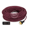 Burgundy Rayon Twisted Re-Wire Kit with Switch - Vintage Electric Supply