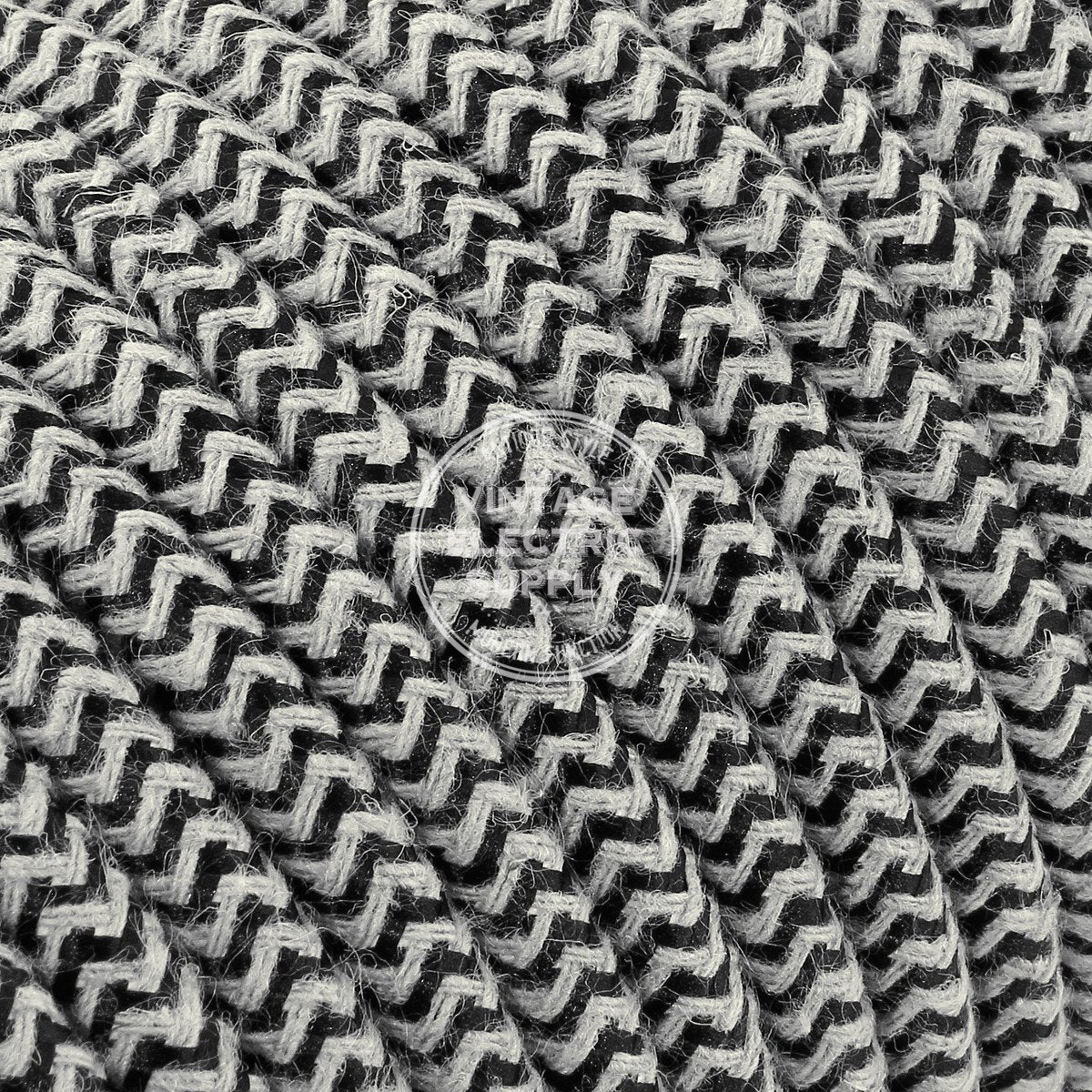 Canvas & Black Zigzag Linen Electric Cable - Vintage Electric Supply