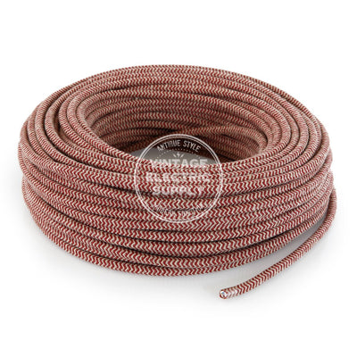 Canvas & Cherry Zigzag Linen Electric Cable  - Vintage Electric Supply