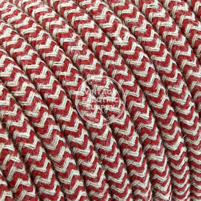 Canvas & Cherry Zigzag Linen Electric Cable  - Vintage Electric Supply