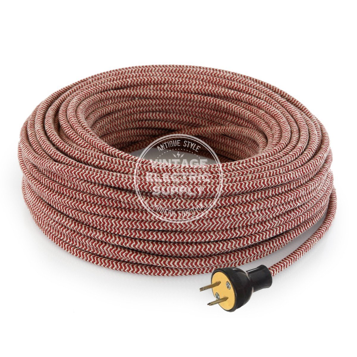 Canvas & Cherry Zigzag Linen Re-Wire Kit - Vintage Electric Supply