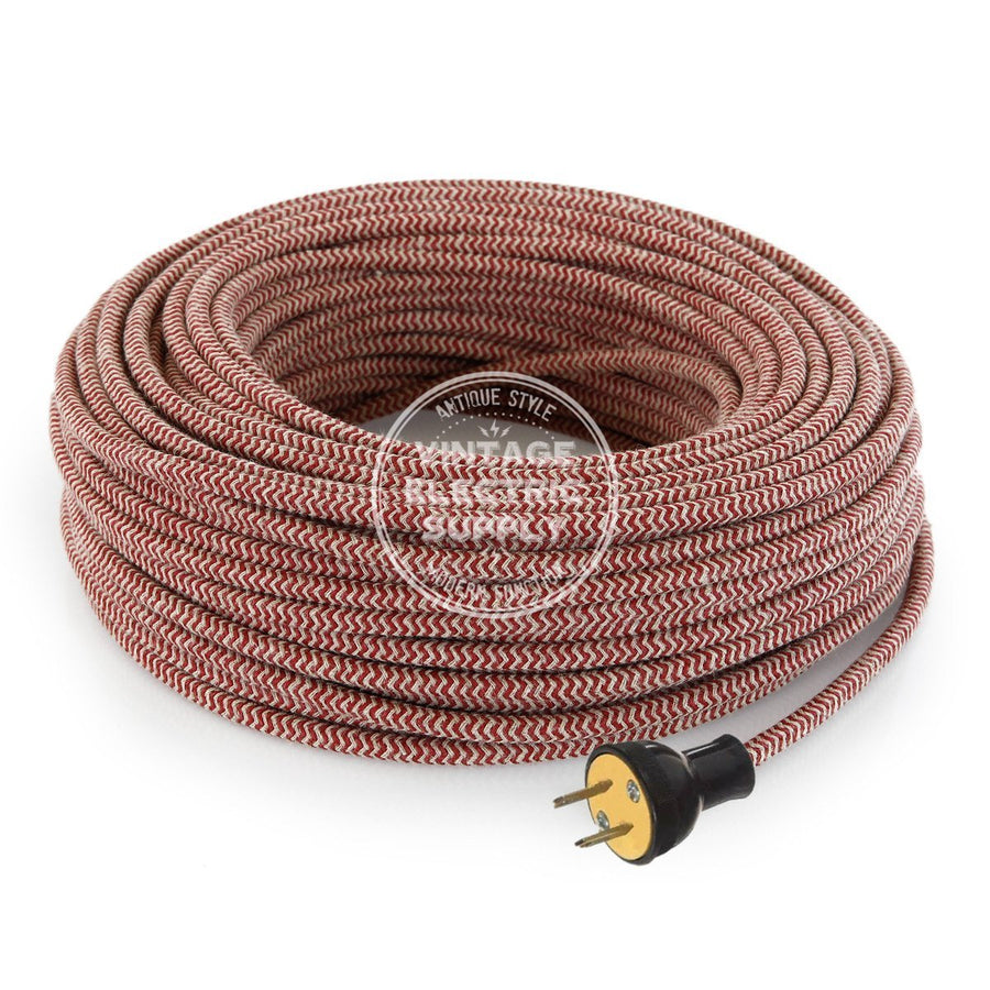 Canvas & Cherry Zigzag Linen Re-Wire Kit - Vintage Electric Supply