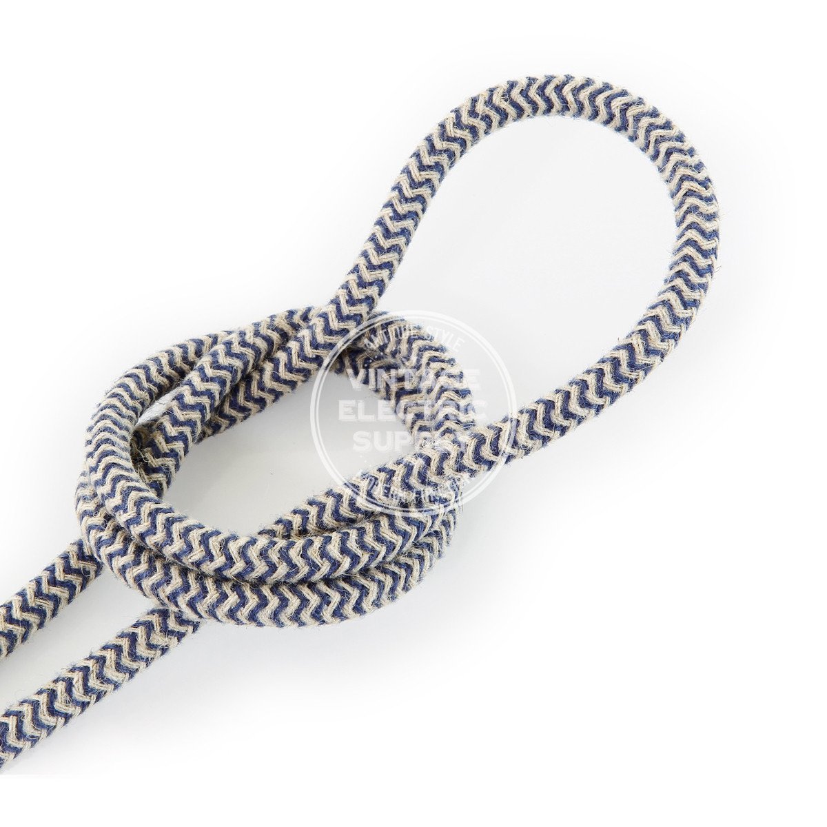 Canvas & Denim Zigzag Linen Electric Cable  - Vintage Electric Supply