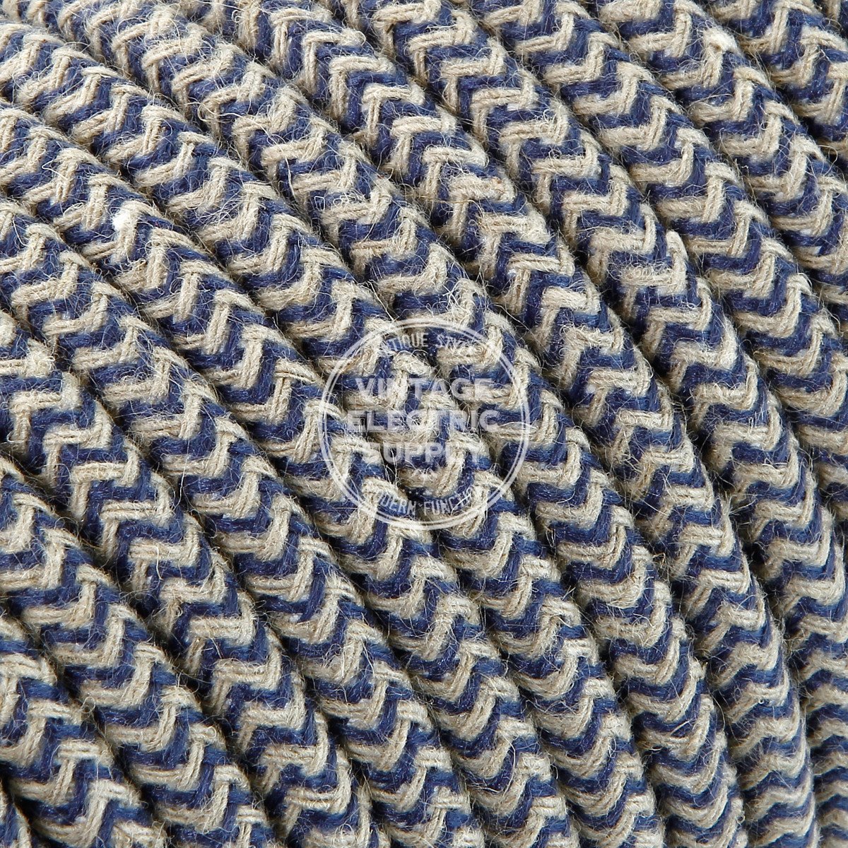 Canvas & Denim Zigzag Linen Electric Cable  - Vintage Electric Supply