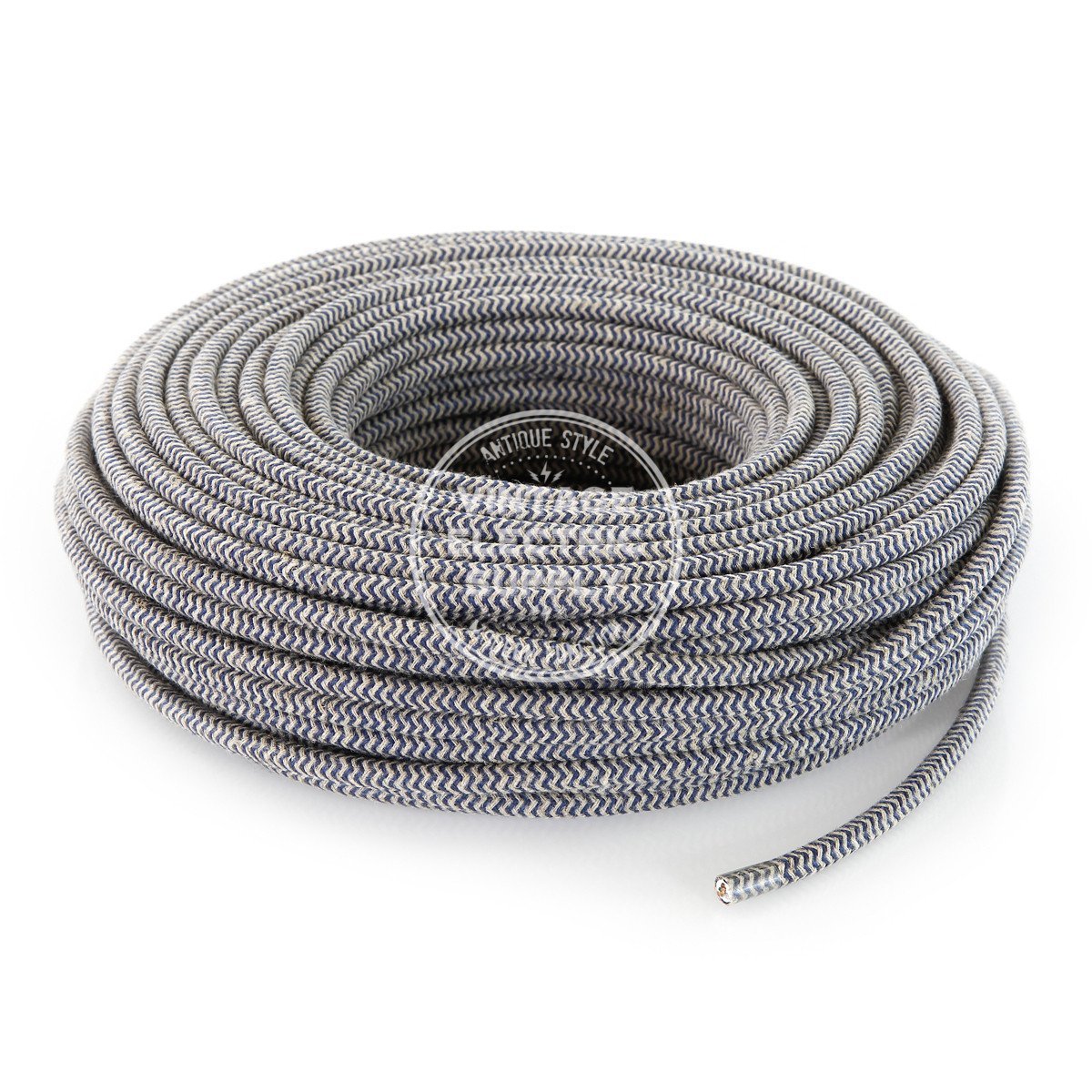Canvas & Denim Zigzag Linen Electric Cable  - Vintage Electric Supply