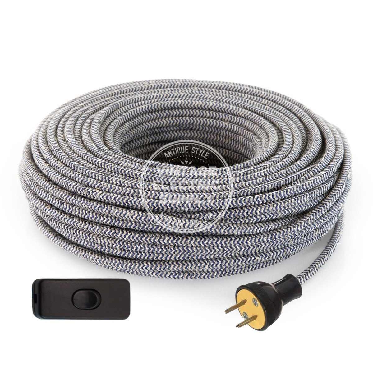 Canvas & Denim Zigzag Linen Re-Wire Kit with Switch - Vintage Electric Supply