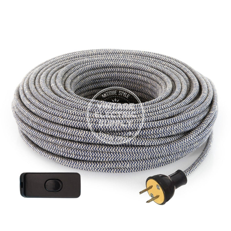 Canvas & Denim Zigzag Linen Re-Wire Kit with Switch - Vintage Electric Supply