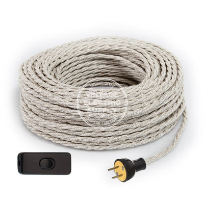 Canvas Linen Twisted Re-Wire Kit with Switch - Vintage Electric Supply