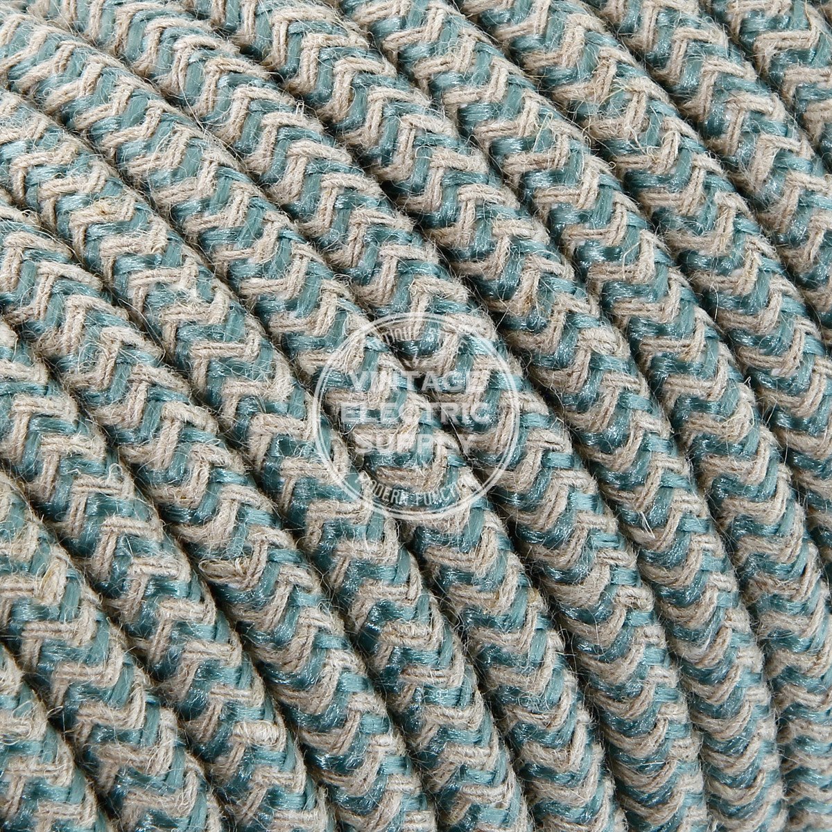 Canvas & Sage Zigzag Linen Electric Cable - Vintage Electric Supply