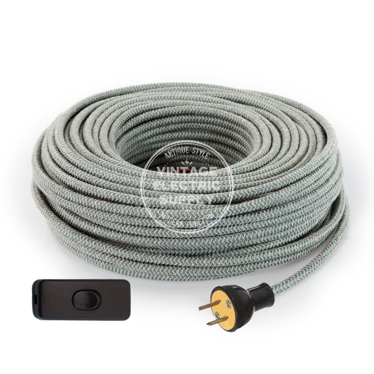 Canvas & Sage Zigzag Linen Re-Wire Kit with Switch - Vintage Electric Supply