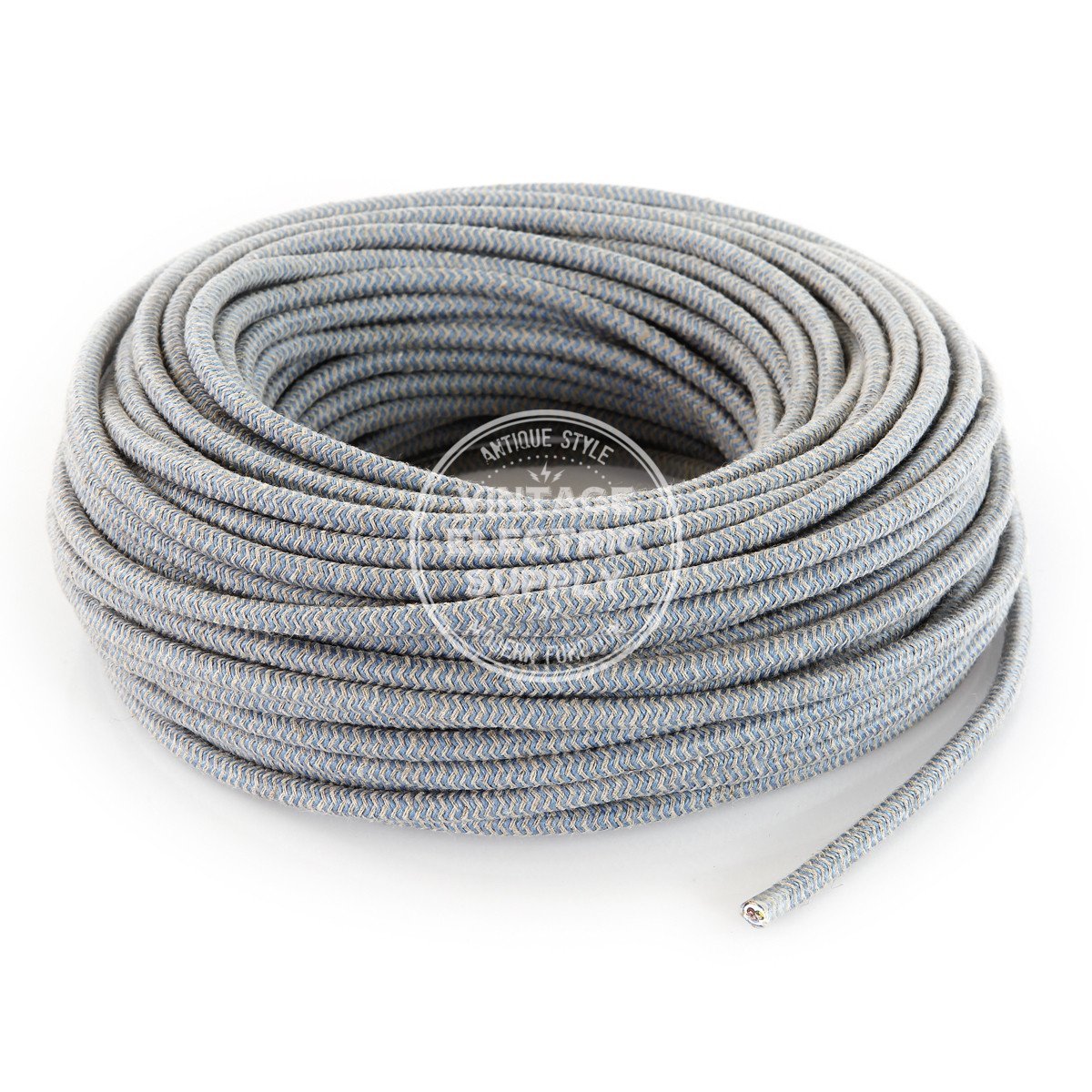 Canvas & Sky Zigzag Linen Electric Cable  - Vintage Electric Supply