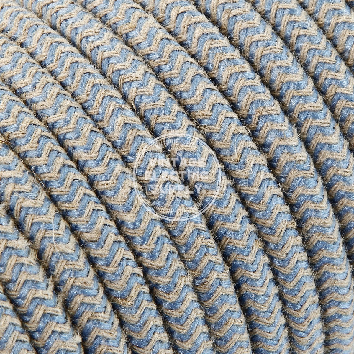 Canvas & Sky Zigzag Linen Electric Cable  - Vintage Electric Supply