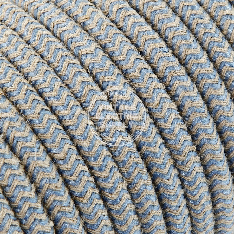 Canvas & Sky Zigzag Linen Electric Cable  - Vintage Electric Supply