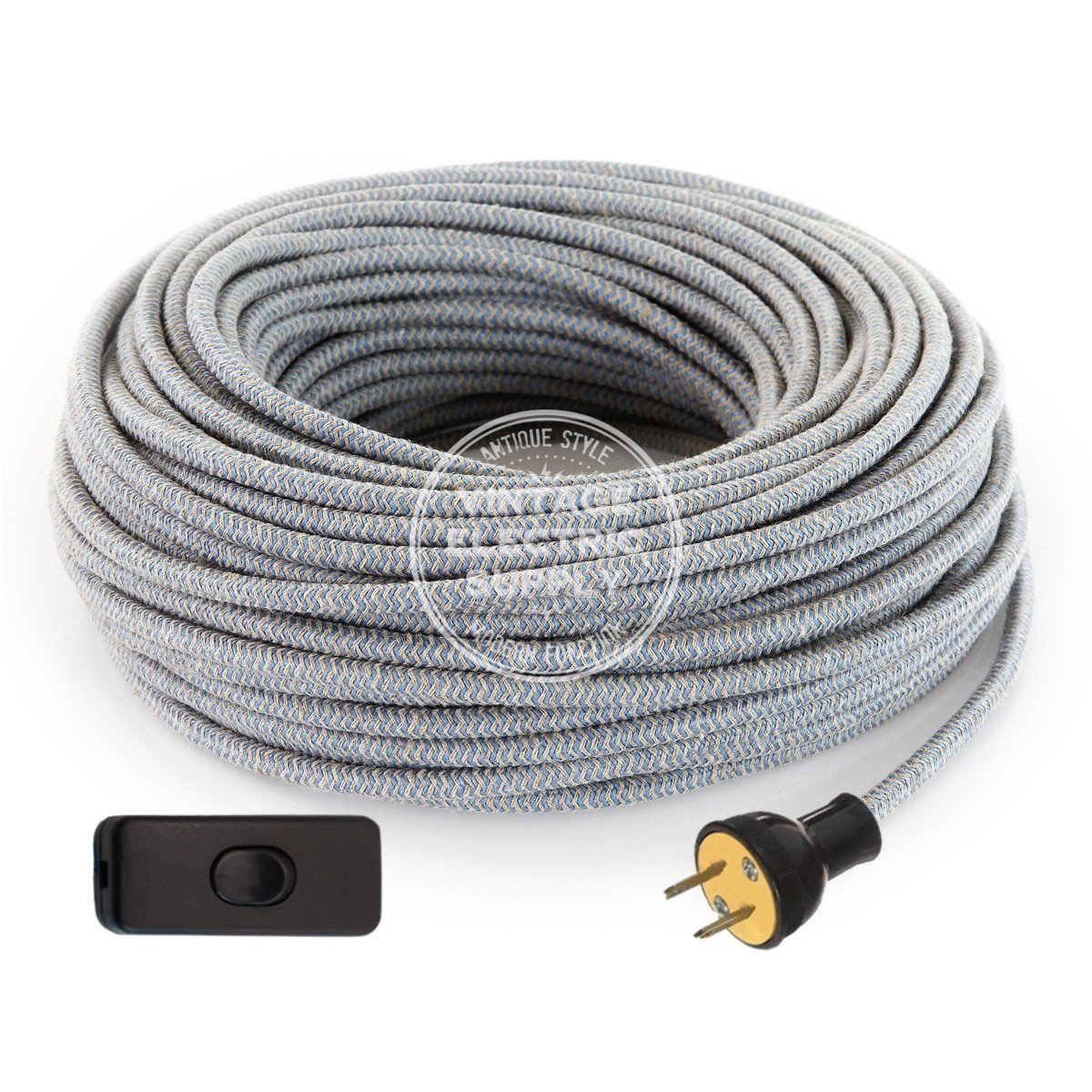 Canvas & Sky Zigzag Linen Re-Wire Kit with Switch - Vintage Electric Supply