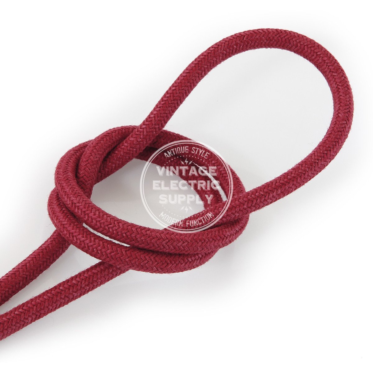 Cherry Raw Yarn Electric Cable  - Vintage Electric Supply