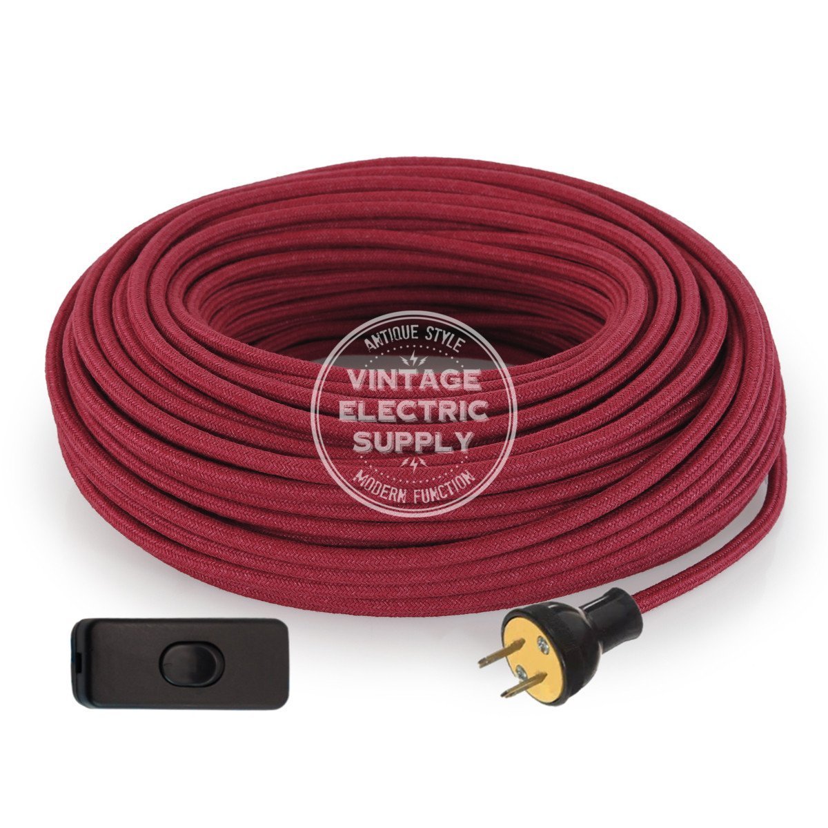 Cherry Raw Yarn Re-Wire Kit with Switch - Vintage Electric Supply