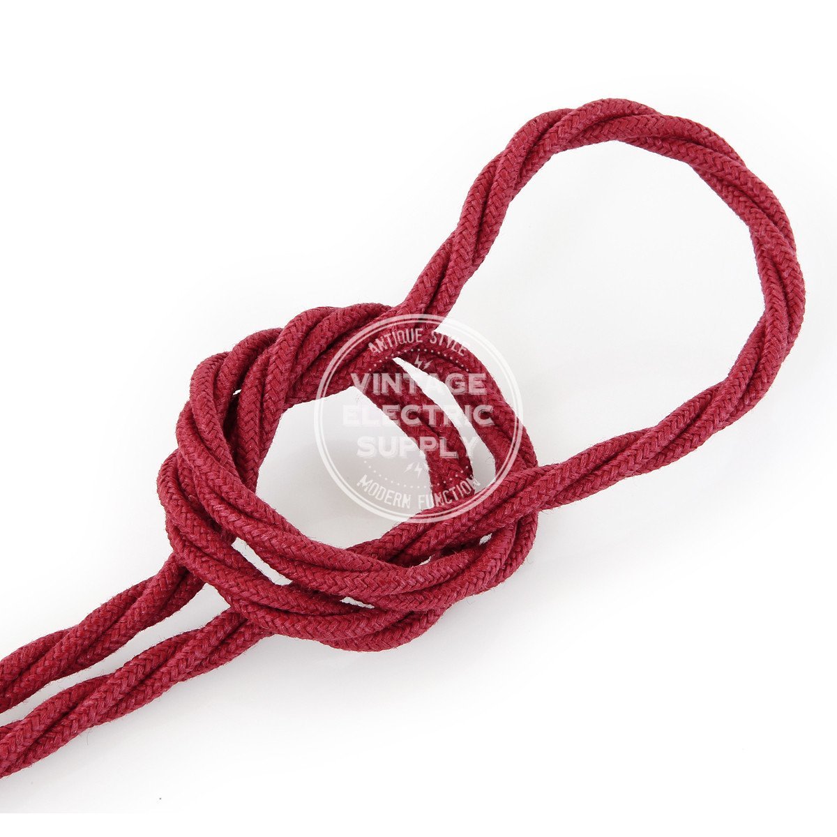 Cherry Raw Yarn Twisted Electric Cable  - Vintage Electric Supply