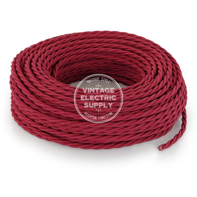 Cherry Raw Yarn Twisted Electric Cable  - Vintage Electric Supply
