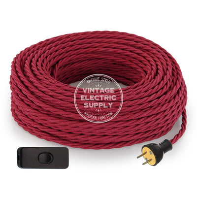Cherry Raw Yarn Twisted Re-Wire Kit with Switch - Vintage Electric Supply
