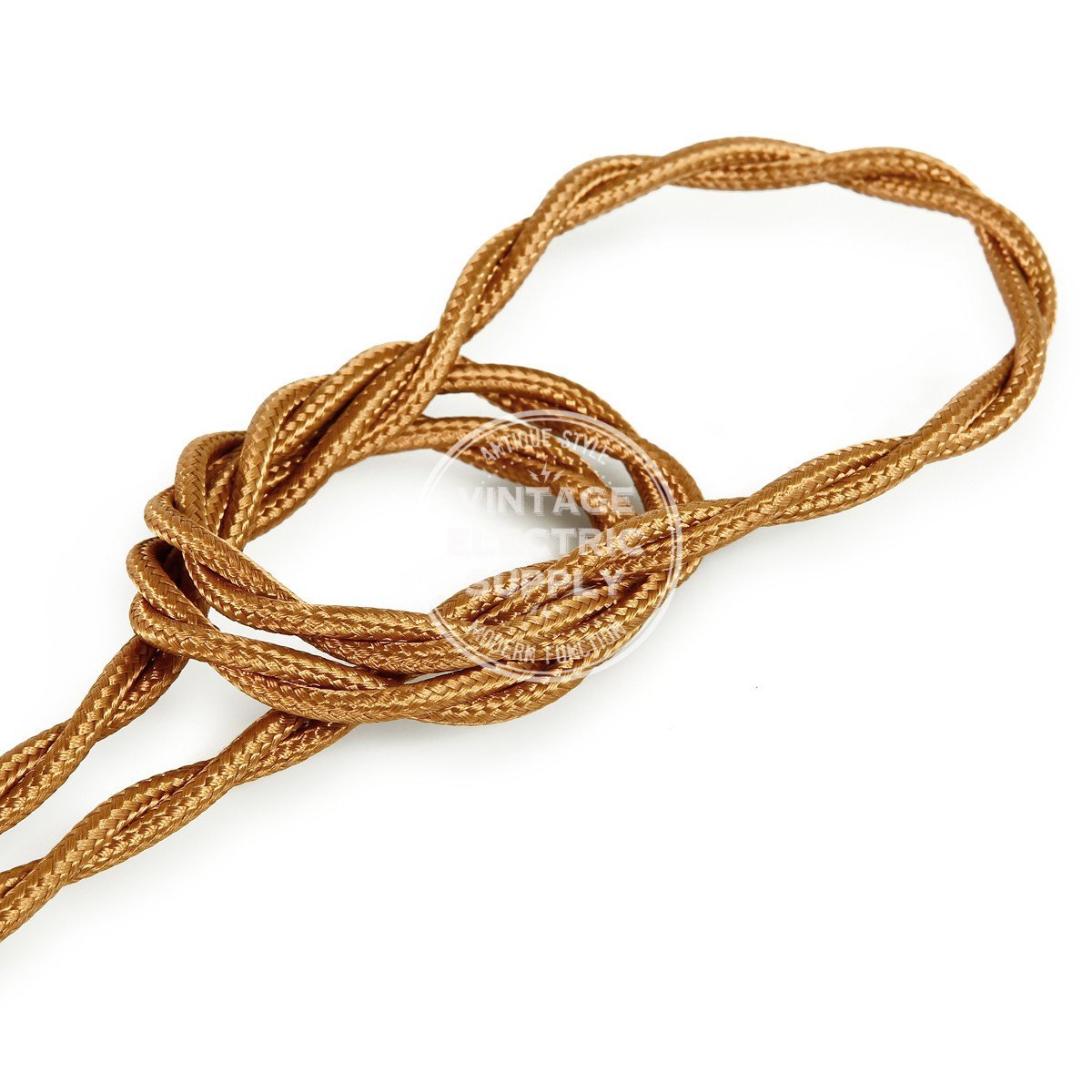 Cognac Rayon Twisted Electric Cable  - Vintage Electric Supply