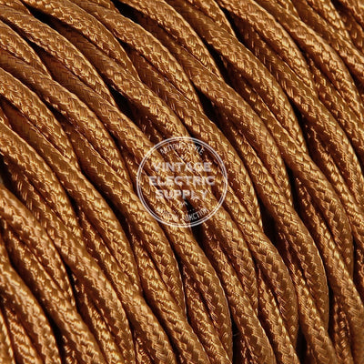 Cognac Rayon Twisted Electric Cable  - Vintage Electric Supply