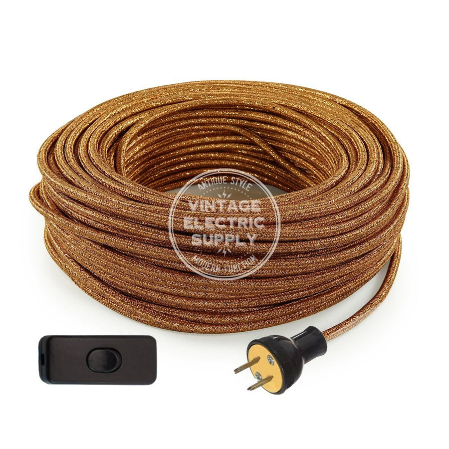 Copper Glitter Re-Wire Kit with Switch - Vintage Electric Supply