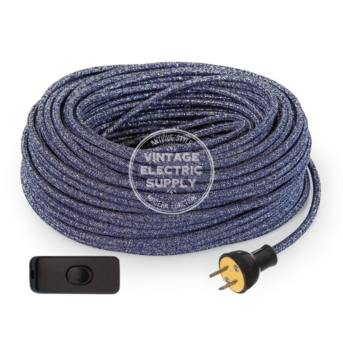 Denim Glitter Re-Wire Kit with Switch - Vintage Electric Supply